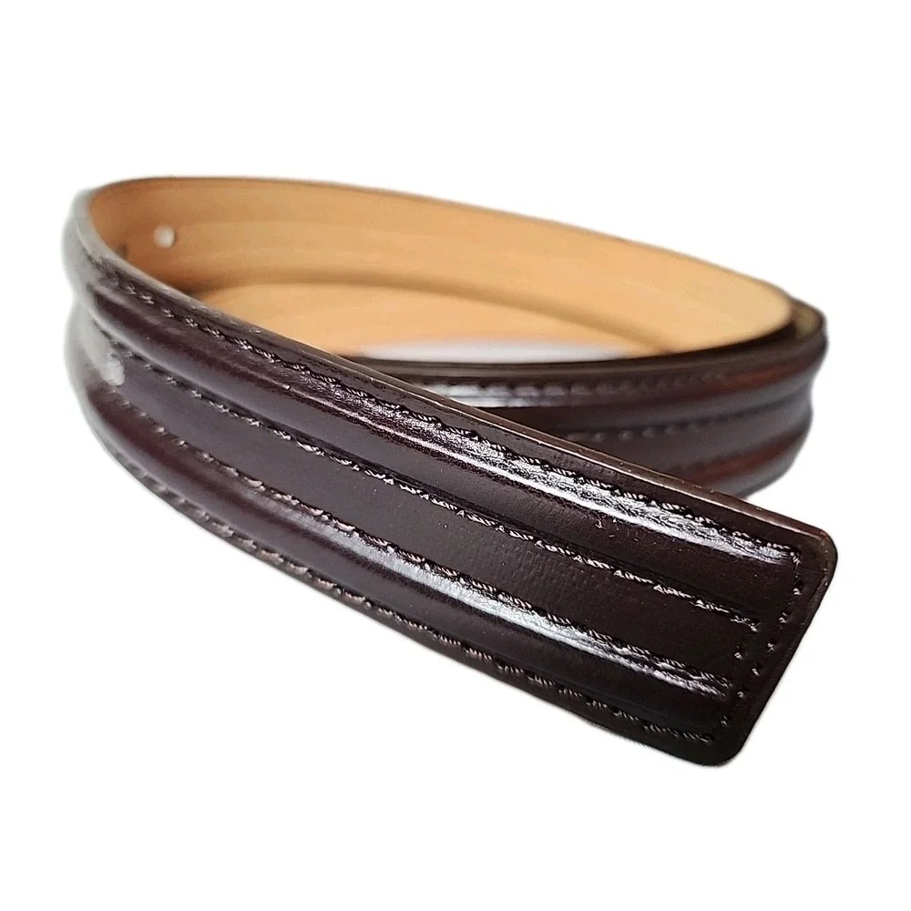 NWT Men's 2XL 46-48 Brown Leather Work Belt Contrast Stitch Silver Buckle New